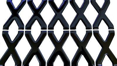 Resin / Gel gewölbt schwarz Nummernschild Buchstabe ''X'' SET 10 Nummernschild Buchstaben