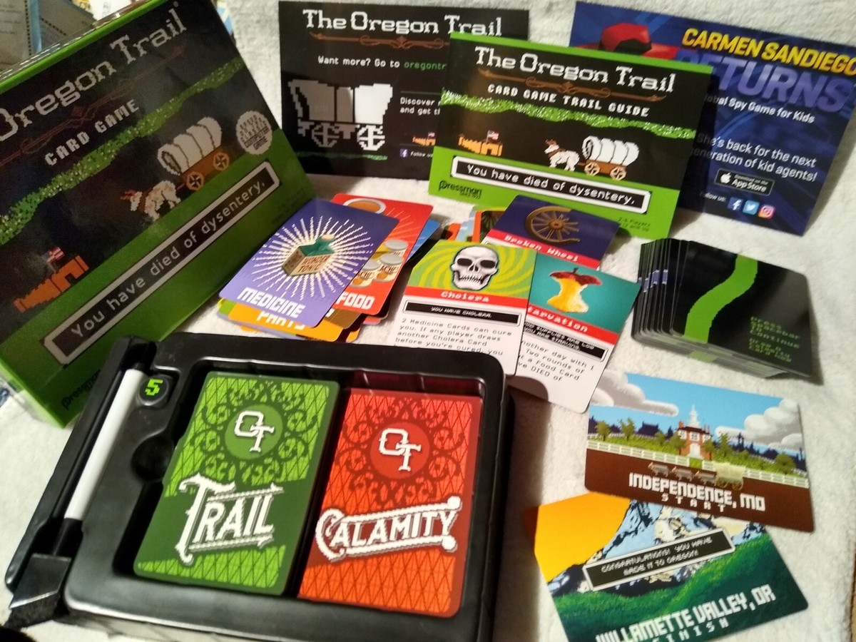 The Oregon Trail Card Game 2016 Pressman game version of vintage video