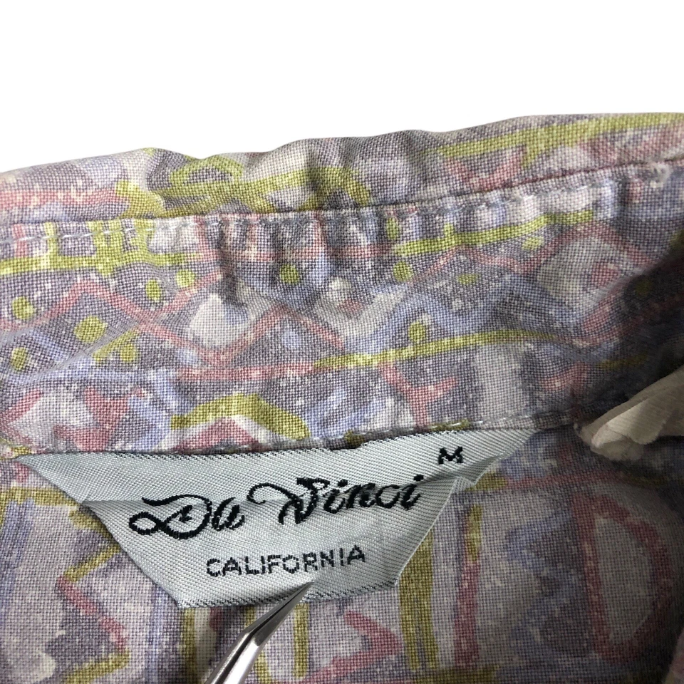 Vintage Da Vinci California Shirt Mens M Geometric Abstract Southwestern 70s 80s Foto 3 de 4