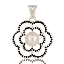 Natural Pearl & Spinal Black 925 Sterling Silver Handmade Design Drops Pendant