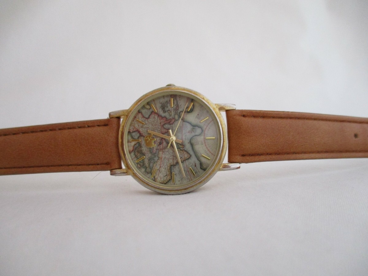 Francesca\'s Collections Tan Leather Map Dial Watch Francesca main image 3