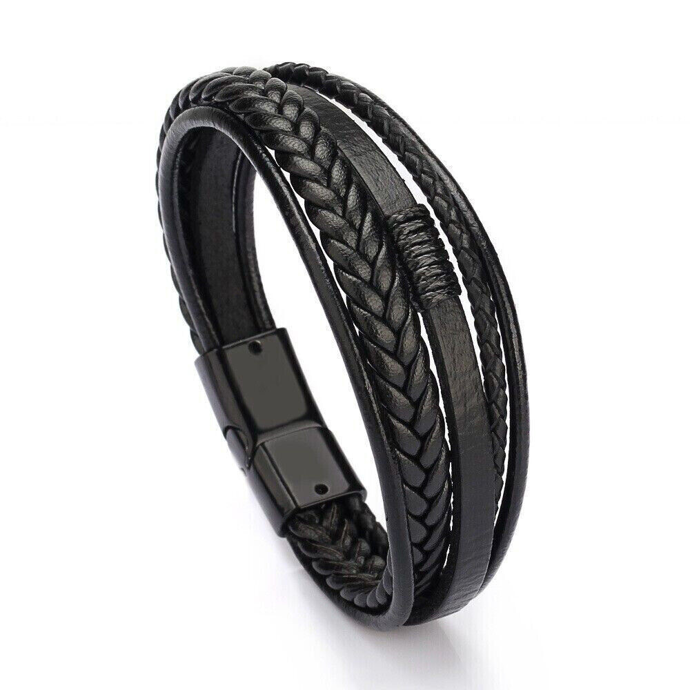 Men Bracelet Gift Jewelry Raided Leather Bracelet Multi-Layer