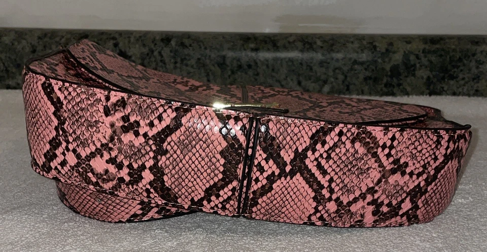 LONDON FOG Bolso de Mano Rosa Negro PIEL DE SERPIENTE Patrón Bolso de Hombro Cartera Foto 4 de 4