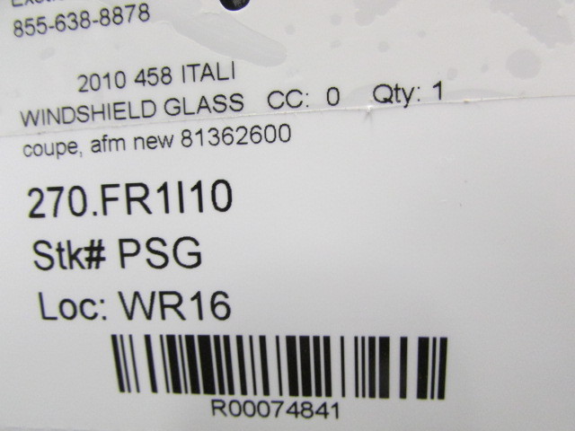 Ferrari 458 Coupe, Front Windshield Glass, New Aftermarket, 81362600