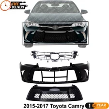 Front Bumper Cover Primed and Grille Assembly kit For 2015-2017 Toyota Camry
