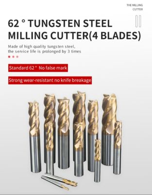 Milling Cutter Corner Rounding End Mills Tungsten Alloy 4 Edge R0.5mm-R2.0mm