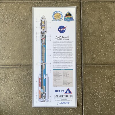 NASA Jason-1 Timed Mission Delta II 2 Launch Vehicle Poster. Boeing 11 x25 