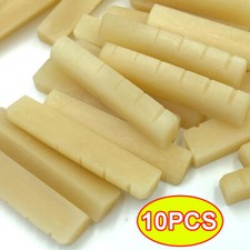 10pcs Unbleached Slotted Bone Nut Saddle Bridge 43x6x9mm Guitar Luthier DIY US