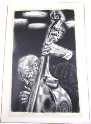 BASS VIOL JOSEPH HIRSCH ORIGINAL LITHOGRAPH   1959 SIGNED AAA PRINT 1 OF 250