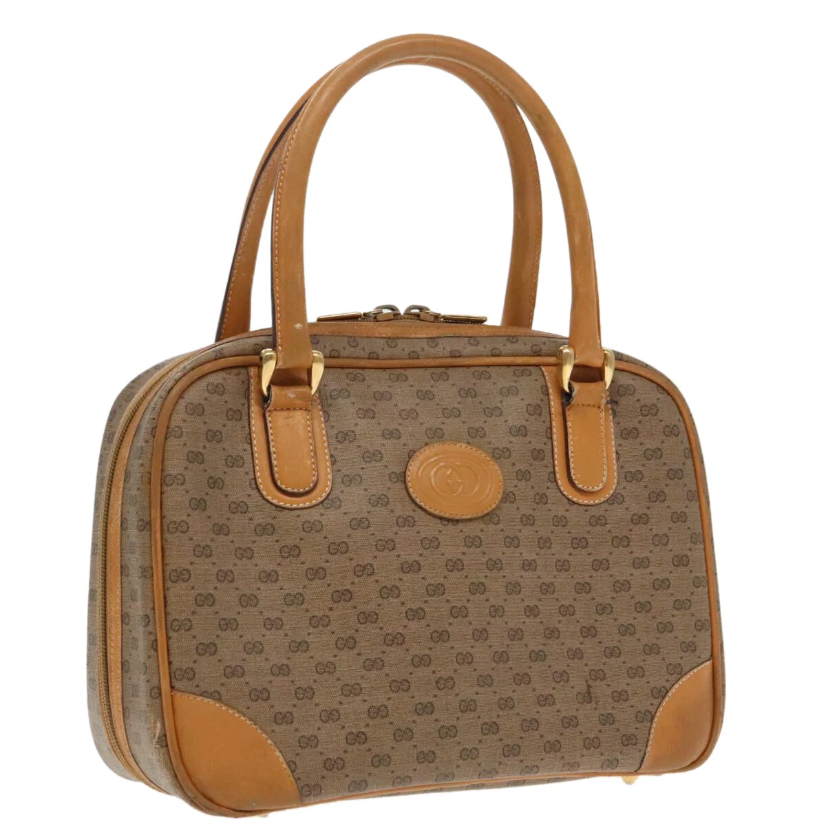 Sac à main GUCCI Micro GG Supreme PVC cuir beige or 000 104 0030 authentique bs18664