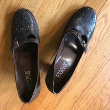 FRANCO SARTO Brown Leather Mary Jane Wing Tip Oxford Heels Size 6 1/2M