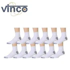 3 6 12 Pairs Mens Ankle Quarter Crew Sport Socks White 2 Tones Cotton 9-11 10-13