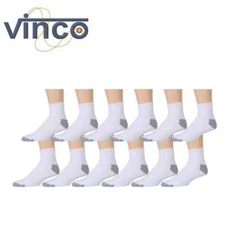 3 6 12 Pairs Mens Ankle Quarter Crew Sport Socks White 2 Tones Cotton 9-11 10-13