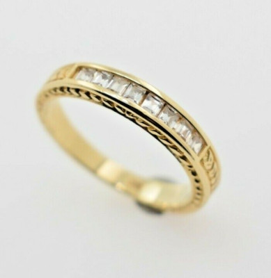 14K Yellow Gold Wedding Band with Cubic Zirconia | eBay