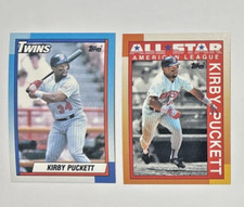 Kirby Puckett 1990 Topps All-Star Insert + Base #700 MLB Baseball Card Twins HOF