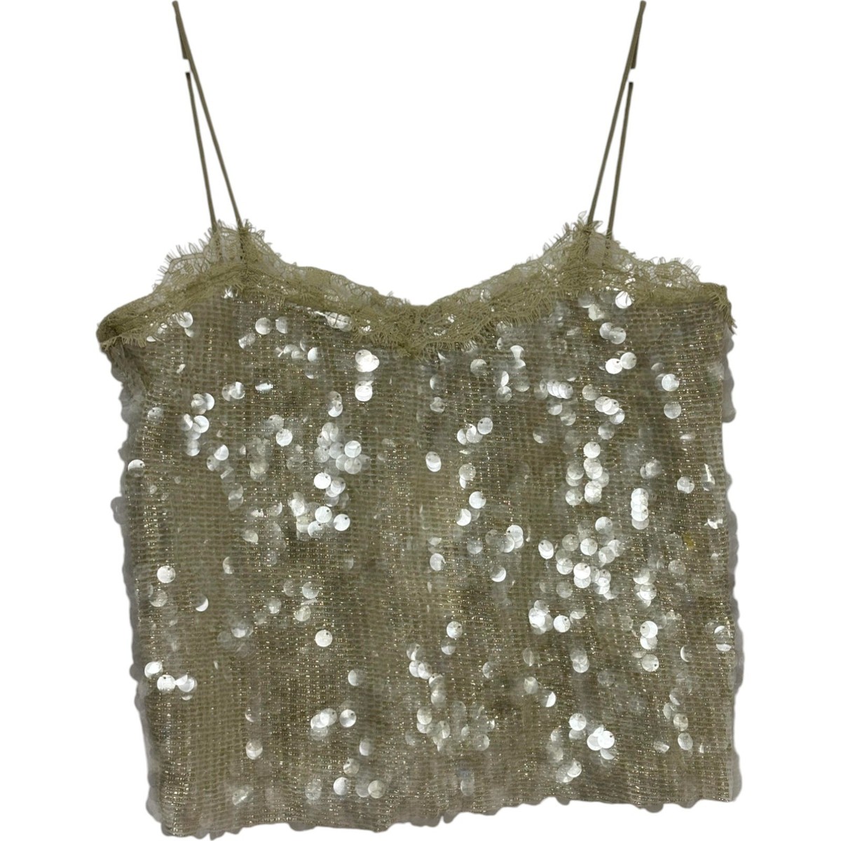 Zara Womens Sequin Camisole Cami Top Camisole Size S Small Clear
