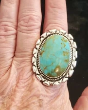 Native American Navajo Kingman Turquoise Ring Size Is 7 To 7.25