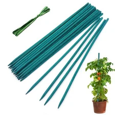 25 Pack Plant Stake Support 12 Inch Wooden Bamboo Garden Stakes For Orchid Rose