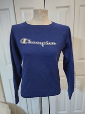 EUC Women's Champion Navy Blue Logo Long Sleeve Pullover Sweatshirt Size XS