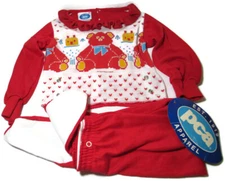 Vintage PCA Apparel Toddler 3T Red Teddy Bear Footed Pajamas 2 Pc NEW Old Stock