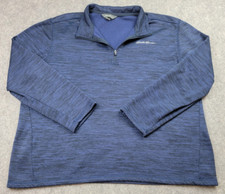 Eddie Bauer Sweater Mens XL Blue 1/4 Zip Fleece Lined Pullover Embroidered Logo