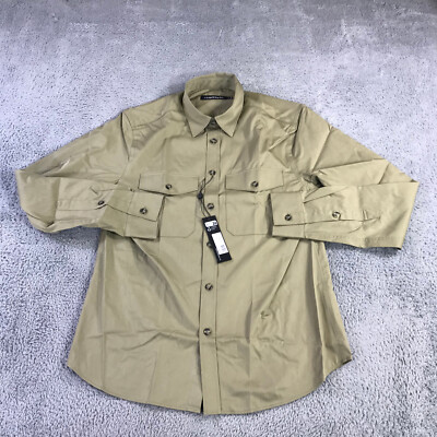 J Lindeberg Shirt Mens Medium Button Up Perry 2 Pocket Slim Fit Shirt Beige
