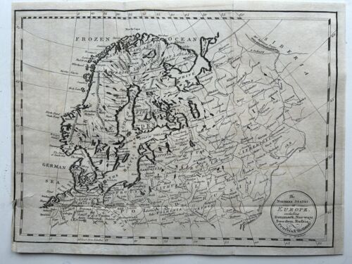 1800 Northern Europe Scandinavia Baltic States Original Antique Map