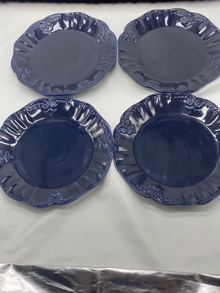 Set of 4 Southern Living Navy Blue Plates- Exclusively Dillards Made In Portugal - Image 4 of 4