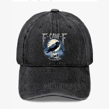 F-CAW-F Raven Skull Gothic Punk Rock Baseball Cap Vintage Dad Hat Unisex