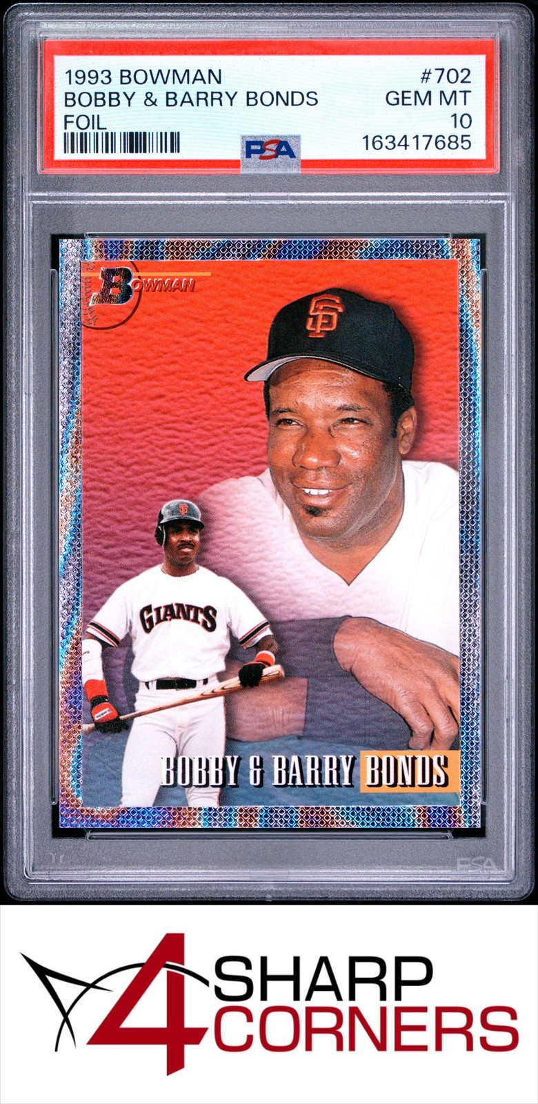 1993 BOWMAN FOIL #702 BOBBY BONDS-BARRY BONDS PSA 10