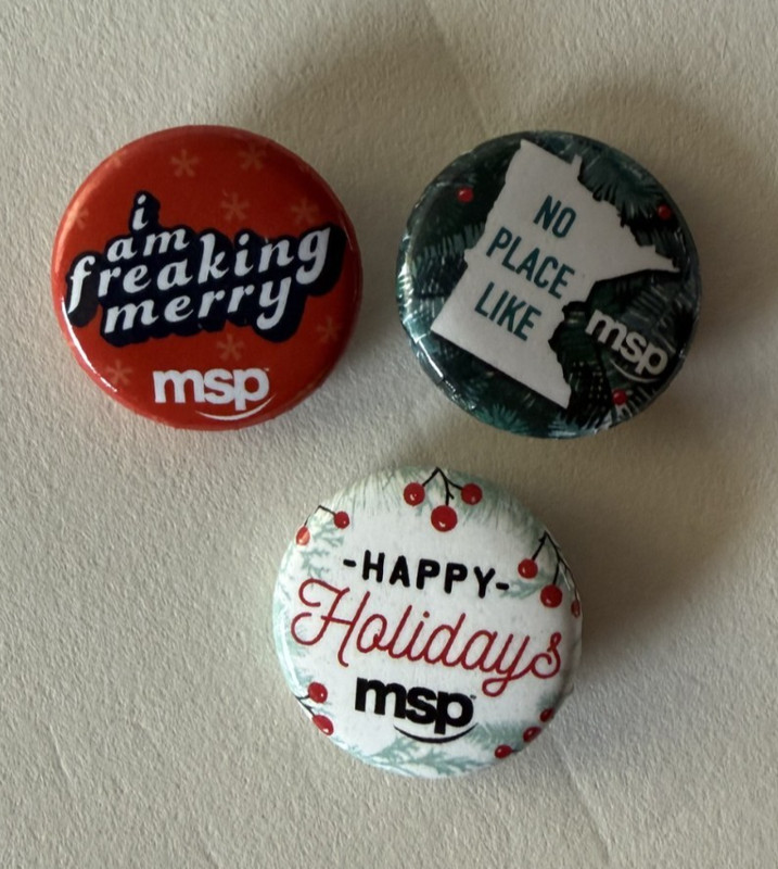 Minneapolis St Paul International Airport MSP Holiday Pins Lot of 3