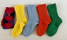 Polo Ralph Lauren Kids 5 Pairs Pony Logo Cotton Cable Argyle Socks 4-6X