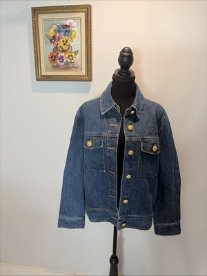 NWT  English Factory Denim Jacket Gold Button XS Capsule Wardrobe Classic