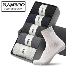 5 Pairs Men Bamboo Fiber Socks Breathable Business Crew Casual Sox