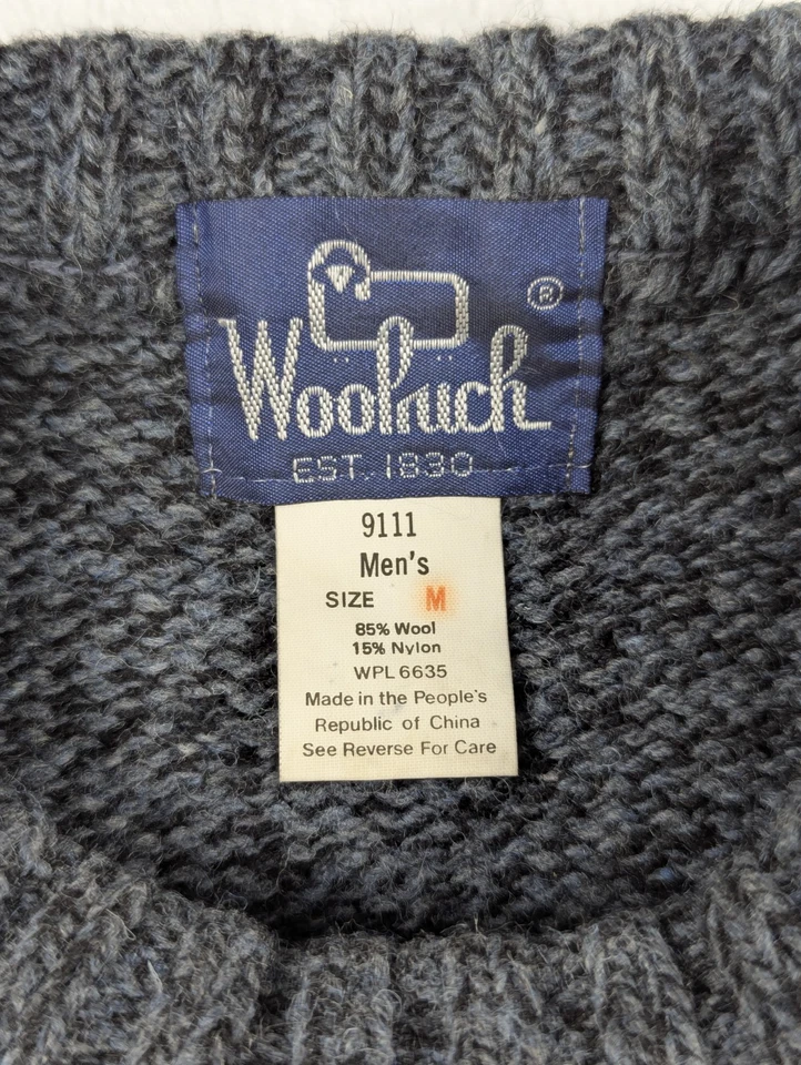 Vintage Woolrich Sweater Mens M Gray Wool Knit Crewneck Long Sleeve Pullover 90s - Image 4 of 4