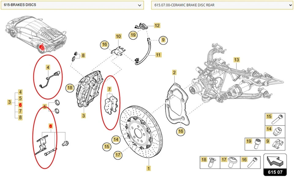 Lamborghini Huracan STO Rear Brake Pad Kit Brand New OEM 4T3698451A