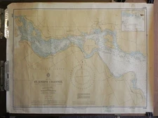 1978 St.Joseph Channel Map - ~22"x29" - Vintage Canada Wall Map Lake Huron