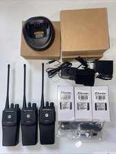 3 Motorola PR400 UHF 16 Channel Two-Way Radios AAH65RDC9AA2AN Chargers Batteries