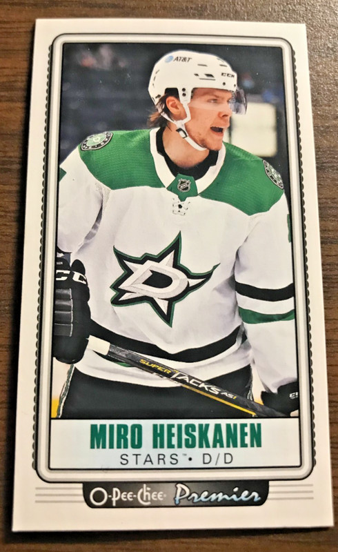 2021-22 OPC Hockey Premier Tallboys trading card of Miro Heiskanen (P-13)