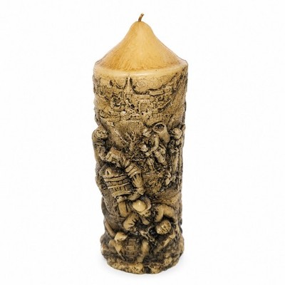 Vintage German Relief Grape Harvest Pillar Candle 11'' Vineyard Folk Art...