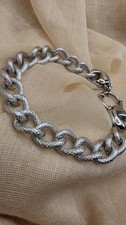 Luxury Rhodium Plated Frosted Curb Chain Bracelet Bold Statement Jewelry For Man