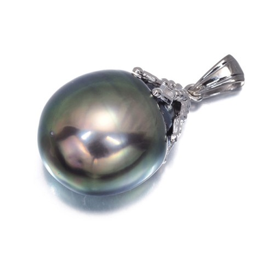#ad Auth TASAKI Pendant Black South Sea Pearl 12.8mm Solitaire 900 Platinum $356.46