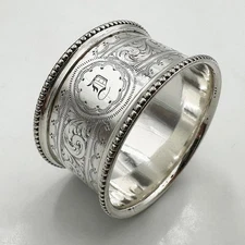 ANTICO ANELLO TOVAGLIOLO VITTORIANO PIATTO ARGENTO ELKINGTON & CO 1885