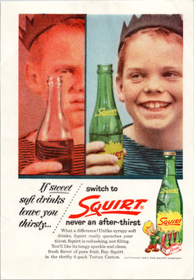 Squirt 1957 Vintage Magazine Ad Original Print Soda Pop Squirt Boy Collectible