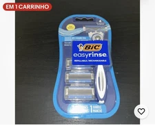 BIC Easy Rinse 4 Blade Refillable Men's Razor Handle + 3 Cartridges New