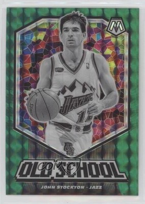 2019-20 Panini Mosaic Old School Green Mosaic Prizm John Stockton #5 HOF g0y