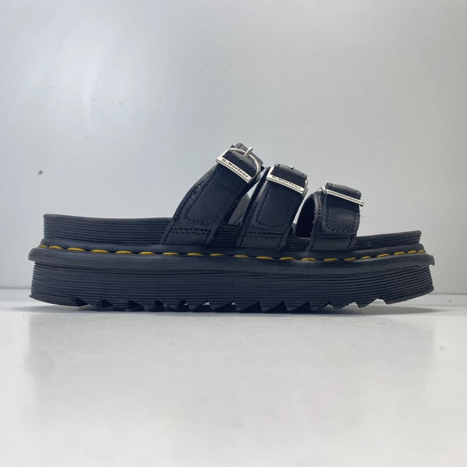 Dr. Martens Mujer Blaire Cuero Negro Hebilla Slides Talla 7 Foto 3 de 4