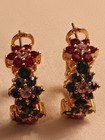 Joan Rivers Half Hoop Lever Back Post Earrings Gold Tone Setting & Rhinestones — photo 3