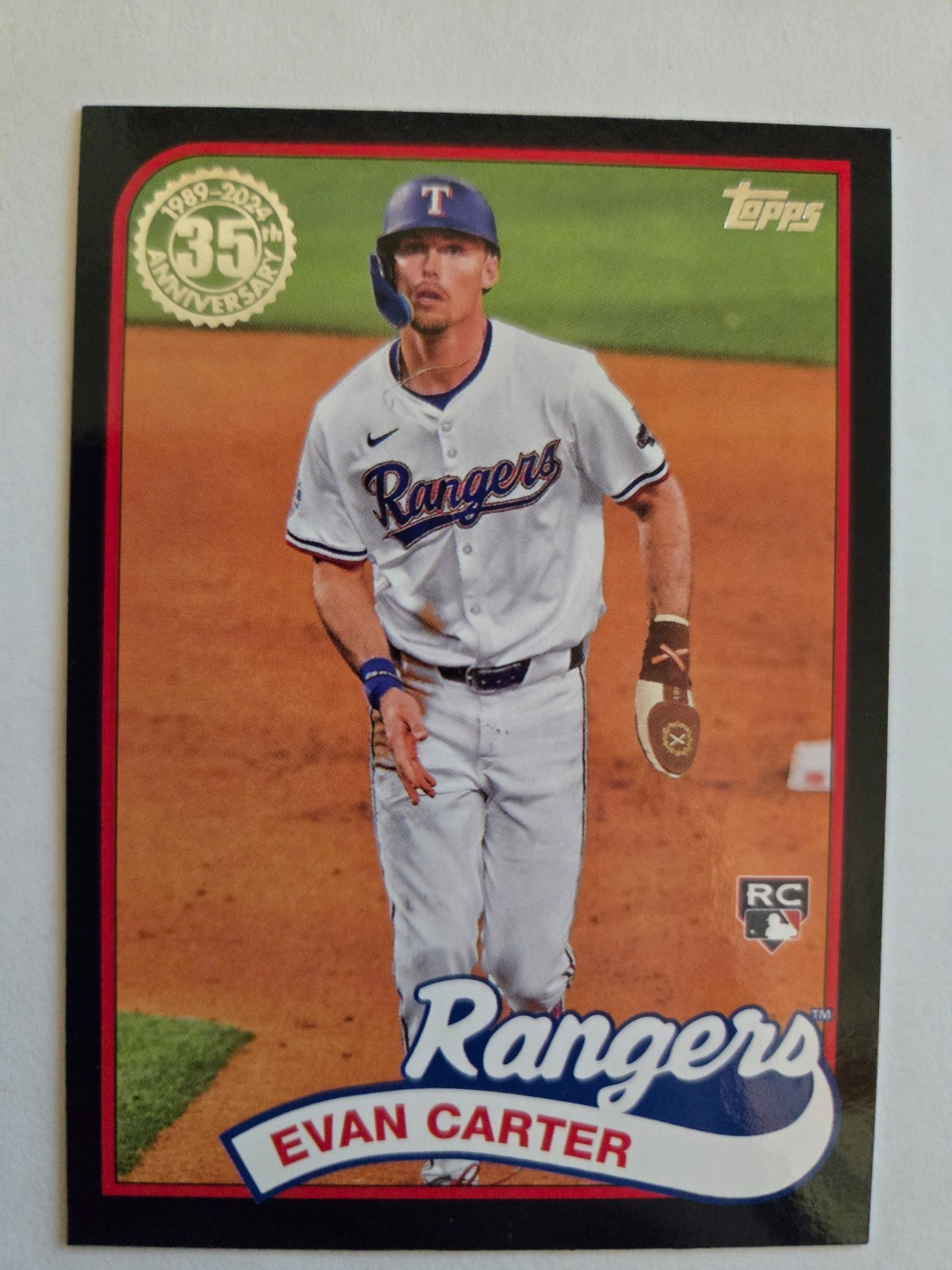 2024 Topps Update /299 BLACK 1989 35th Ann 89US-49 Evan Carter RC, Texas Rangers