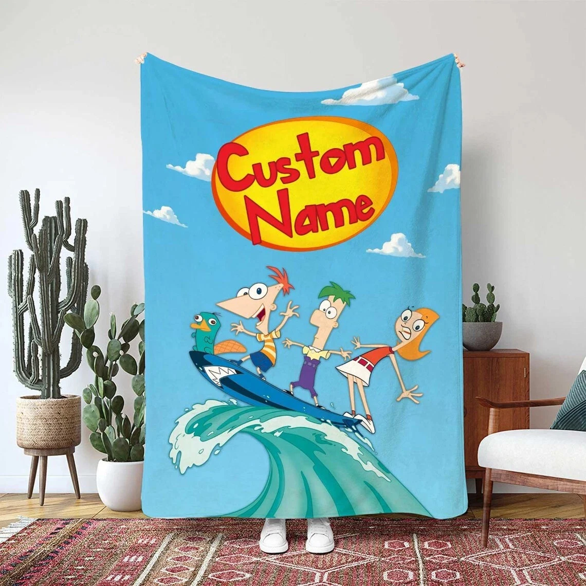 Personalized Funny Phineas And Ferb Happy 13 Fleece Blanket